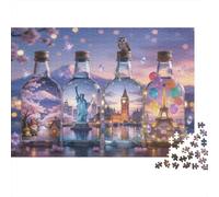 Monumentos del Mundo Botellas de Cristal Puzzle de 1000 Piezas Puzzle para Adultos Paisajes Set de Puzzle 1000 Piezas Decoración Hogar 52x38cm/1000pcs