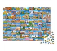 Monumentos del Mundo Puzzle de 1000 Piezas Papel para Adultos Collage Paisajes Juego de Puzzle 1000 Piezas Relajante Hogar Regalo 52x38cm/1000pcs
