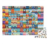 Monumentos del Mundo Puzzle de 1000 Piezas Papel para Adultos Paisajes Coloridos Puzzle para Toda la Familia Relajante Decoración 70x50cm/1000pcs