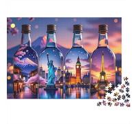 Monumentos del Mundo Puzzle de 1000 Piezas para Adultos Paisaje en Botella Juego de Puzzle 1000 Piezas Regalo Decoración 52x38cm/1000pcs