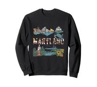 Monumentos emblemáticos de Maryland | Blue Crab State Pride Vintage Travel Sudadera