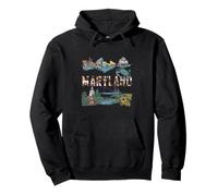 Monumentos emblemáticos de Maryland | Blue Crab State Pride Vintage Travel Sudadera con Capucha