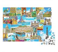 Monumentos Francia Puzzle de 1000 Piezas Papel para Adultos Collage Puzzle para Toda la Familia Relajación Regalo 52x38cm/1000pcs