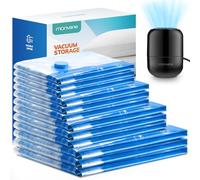 MONVANE Bolsas de vacío para ropa con bomba eléctrica, 12 bolsas de vacío (3 x 80 x 100 cm + 3 x 60 x 80 cm + 3 x 50 x 70 cm + 3 x 40 x 60 cm) - Bolsas de vacío para viajes, edredones, mantas