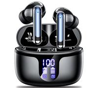 Monyhigh Auriculares Inalámbricos Bluetooth,2025 Cascos Inalámbricos Bluetooth 5.3 HiFi Estéreo con 4 HD Mic,48H con función de reducción de Ruido,IPX6 Impermeable,Pantalla LED Negro
