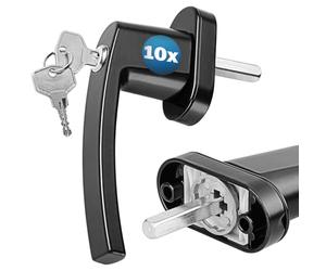Monzana 10x Manilla de Ventana Puerta Universal Cerradura 2 Llaves x Manija 2 Posiciónes de Bloqueo Negro