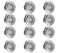Monzana 12x Focos LED Empotrables Planos Regulables 68mm Luz de Techo Giratorio Blanco cálido 3000K Plata