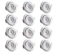 Monzana 12x Focos LED Empotrables Regulables 68mm Luz de Techo Giratorio Blanco cálido 3000K Blanco