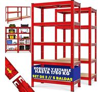 Estanterías metálicas set de 2 180x90x40cm carga máx 875kg