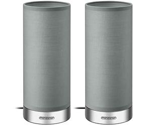 Monzana 2x Lámparas de Mesita de Noche LED Táctil Dormitorio Escritorio E14 Atenuable Níquel Satinado Gris