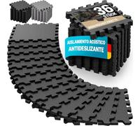 MONZANA 36 Esterillas Fitness Puzzle 30x30cm Goma EVA 3m² Losetas Negro | Protección Suelo, Resistente Impactos, Superficie Lavable, Expandible, Alfombrilla Deportiva, Tatami, Yoga, Piscina, Deporte