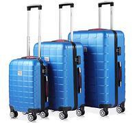 Monzana 3X Maletas de Viaje Exopack Azul 40L 80L 105L Plástico ABS Candado Ruedas 360° Trolley Equipaje Cabina