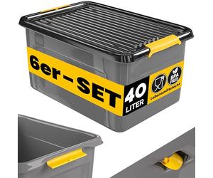 Monzana® 6x Cajas de Almacenaje con Tapa 40L Apilables para Alimentos sin BPA Cierre Clic Bodega Taller Garaje