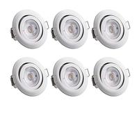Monzana 6x Focos LED Empotrables Planos Regulables 68mm Luz de Techo Giratorio Blanco cálido 3000K Blanco