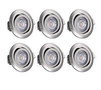 Monzana 6x Focos LED Empotrables Planos Regulables 68mm Luz de Techo Giratorio Blanco cálido 3000K Plata