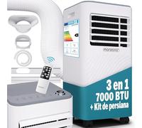 Monzana® Aire Acondicionado Portátil 3en1 Bajo Consumo 25m² App WiFi 7000 BTU Silencioso Mando a Distancia Pantalla LED Temporizador 24h Enfriador Deshumificación Ventilador Dormitorio Oficina