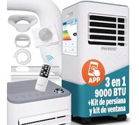 Monzana® Aire Acondicionado Portátil 3en1 Bajo Consumo 30m² App WiFi 9000 BTU Silencioso Mando a Distancia Pantalla LED Temporizador 24h Enfriador Deshumificación Ventilador Dormitorio Oficina