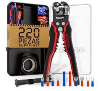 MONZANA® Alicate Pelacables Automático 3en1 Set 220 Pzs. Accesorios 0,2-6mm² Herramienta Pelar Cortar Cables
