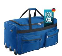 MONZANA Bolsa de Viaje Grande Ruedas 160L | 85x43x44cm, Asa Telescópica, XXL, 20 KG, Bolso, Hombre, Mujer, Deporte, Azul, Equipaje, Fácil de usar, Weekender, Trolley