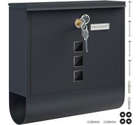 MONZANA® Buzón de Acero Pared Buzones de Correos Cartas Individual Porta-Periódicos 2 Llaves Antracita