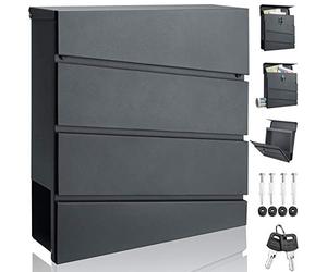 MONZANA® Buzón de Correos Exterior de Acero Individual Pared Portaperiódicos Montaje Fácil Antracita