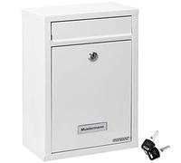 Monzana Buzón de Pared Exterior Blanco Acero Cerradura Placa para Nombre 2 Juegos de Llaves Correo Cartas
