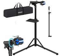 MONZANA Caballete para Bicicleta Eléctrica 50Kg | Plegable, Giratorio, Tubos Acero, Altura Ajustable, Soporte Manillar, Bolsa Transporte, Palancas Neumáticos