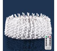 MONZANA Cadena de Luces 200 LED 10m Blanco Frío | Interior y Exterior, Mando a Distancia, Temporizador, 8 Modos Iluminación, Protección IP44, Luces Navidad, Jardín