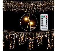 MONZANA® Cadena de Luces 200 LED Blanco Cálido 10m Mando a Distancia Resistentes al Agua Cortina de Luz Decorativa Navideña Interior Exterior