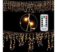 MONZANA® Cadena de Luces 600LED Blanco Cálido 20m Mando a Distancia Resistentes al Agua Cortina de Luz Decorativa Navideña Interior Exterior