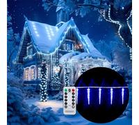 MONZANA® Cadena de Luces Carámbanos 80LED Azul Control Remoto 8 modos Resistentes al Agua Decoración Navideña para Interior Exterior