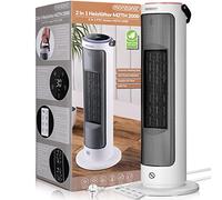 Monzana® Calefactor Bajo Consumo 2000W Cerámico Modo Eco 70° Oscilacion 4 Modos Temporizador Mando a Distancia Estufa Eléctrica Hogar Oficina Blanco