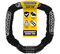 Monzana | Candado de Bicicleta | candado de combinación | Cadena Plegable | Bloque con combinación | 120 cm | Acero endurecido | Color Negro |