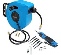 Monzana Carrete Manguera de Aire 10m 1/4' Enrrollador Automático Portamangueras Con Sierra Neumática