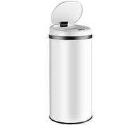 Monzana® Cubo Basura Automático Sensor 50L Impermeable Tapa Acero Inoxidable Contenedor Residuos Papelera USB Oficina Cocina Baño Blanco