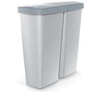 Monzana® Cubo de Basura 50L 2 Compartimentos Cocina Papelera Contenedor Separador Residuos Tapa Resistente Reciclaje Oficina Taller Gris Antracita