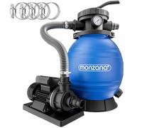 MONZANA® Depuradora Piscina 10.200 L/h Filtro de Arena hasta 35.000 L Bomba 400W Válvula 7 Funciones Filtrado Adaptador Ø32-38 mm Indicador de Presión