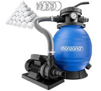MONZANA® Depuradora Piscina 10.200L/h Filtro de Arena hasta 35.000L in olas Filtrantes Válvula 7 Funciones Filtrado 400W Adaptador Ø32-38 mm Bomba Indicador de Presión