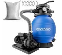MONZANA® Depuradora Piscina 10.200L/h Filtro de Arena hasta 35.000L incl. Vidrio Filtrante Válvula 7 Funciones Filtrado 450W Adaptador Ø32-38mm Bomba Indicador de Presión