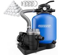Monzana Depuradora Piscina 13.200L/h | Filtro Arena 50.000L, Bolas Filtrantes, Prefiltro, Válvula 7 Vías, 600W Bomba, Indicador Presión, Adaptador Ø32-38mm
