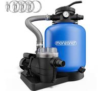 MONZANA® Depuradora Piscina 13.200L/h Filtro de Arena hasta 58.000L con Pre Filtro Válvula 7 Funciones Filtrado 600W Adaptador Ø32-38mm Bomba Indicador de Presión