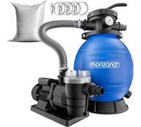 MONZANA® Depuradora Piscina 9.600L/h Filtro de Arena hasta 30.000L incl. Vidrio Filtrante Válvula 7 Funciones Filtrado 400W Adaptador Ø32-38mm Bomba Indicador de Presión
