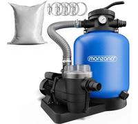 Monzana Depuradora Sistema de filtro de arena 13.200 L/h Prefiltro 600W Depósito XXL 25 kg vidrio filtrante