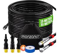 MONZANA® Desatascador Tuberias, Manguera Limpieza a Presión, Set Premium, 15M, 200Bar, 3 Adaptadores, 2 Boquillas, Fregadero, Fontaneria, Compatible Kärcher K2 K3 K4 K5 K6 K7