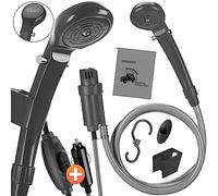 Monzana® Ducha de camping portátil con bomba de 12 V, adaptador de coche, bolsa de almacenamiento, manguera de 2 m, cable de alimentación de 5 m, ducha para perros, ducha de jardín