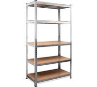 Monzana® Estantería Almacenaje Metálica 180x90x60cm 875kg Estanterías Trastero Cocina Modular para Cargas Pesadas 5 Baldas MDF Taller Garaje Plata