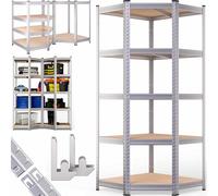 Monzana® Estantería Esquinera Almacenaje, Garaje, Almacén, Trastero,180x70x40cm, 5 Baldas, Acero Galvanizado, Modular, Esquina, Estanterias de Carga 875kg