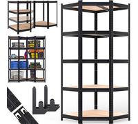 Monzana® Estantería Metálica Esquinera Almacenaje 180x70x40cm 875kg Cargas Pesadas 5 Baldas MDF Negro