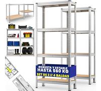 Monzana® Estanterías Almacenaje, Metálicas, 2 Unid., 170x75x30cm, 560kg, 4 Baldas, Cargas Pesadas, Trastero Organizador Taller Despensa