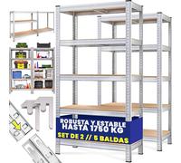 Monzana® Estanterias Almacenaje, Metalicas Galvanizadas, 180x90x40cm, Modular, 5 Estantes Baldas Ajustables, Carga 1750 kg, Hogar, Trastero, Garaje, Cocina, 2 Unidades